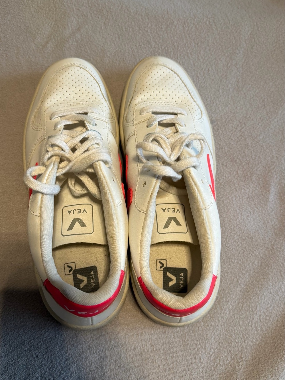Veja White Sneakers with Pink Accents
